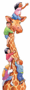Giraffe and Kids